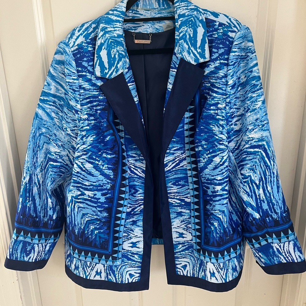 TanJay Vibrant Blue Patterned Blazer